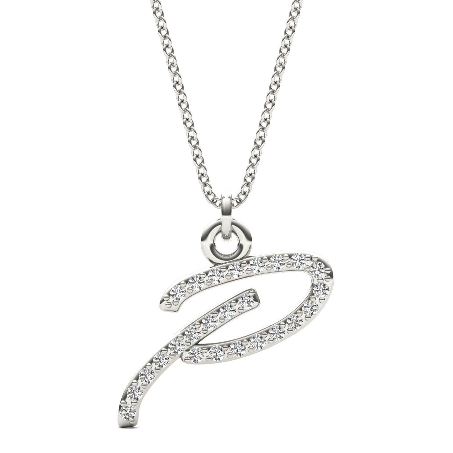 Caydia Lab Grown Diamond Personalized Initial Necklace 14K White Gold