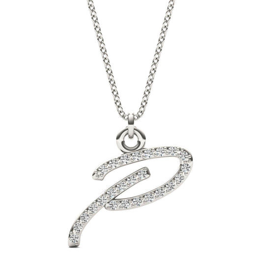 Caydia Lab Grown Diamond Personalized Initial Necklace 14K White Gold