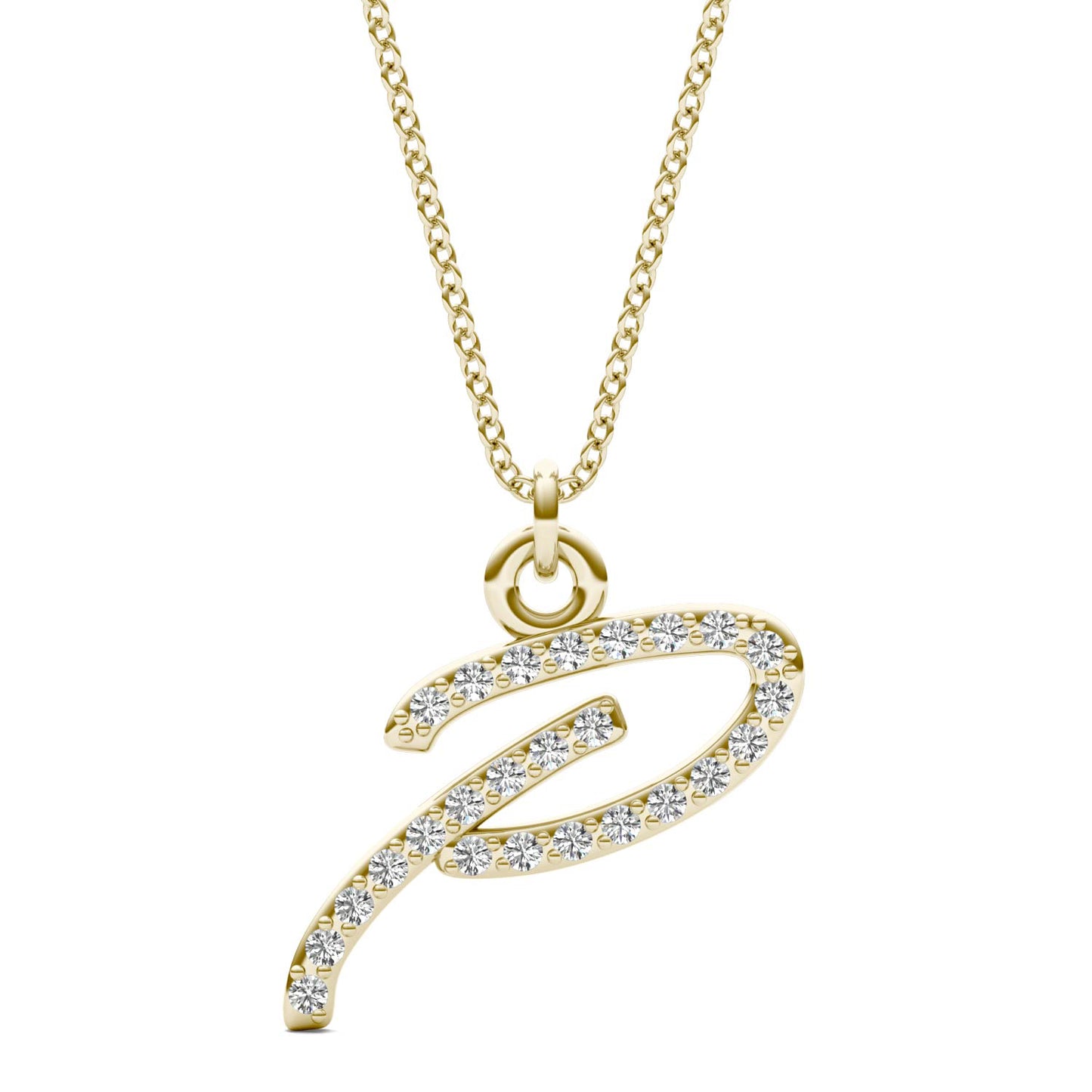Caydia Lab Grown Diamond Personalized Initial Necklace 14K Yellow Gold