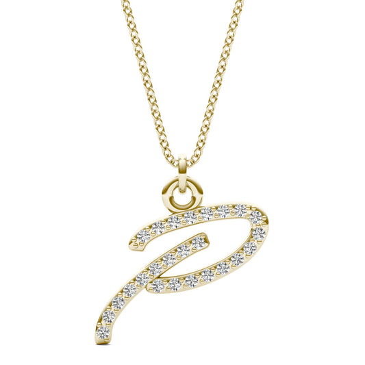 Caydia Lab Grown Diamond Personalized Initial Necklace 14K Yellow Gold