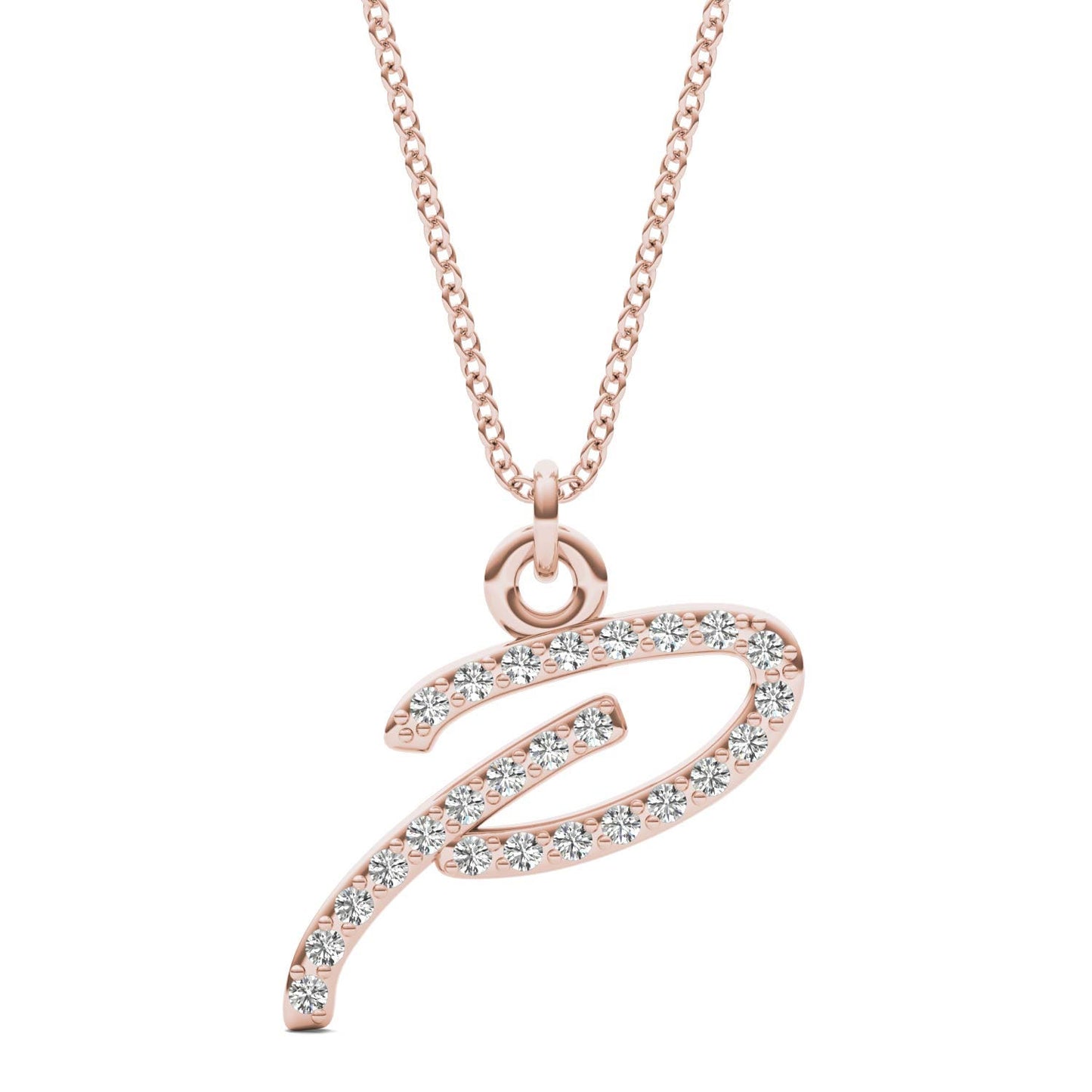 Caydia Lab Grown Diamond Personalized Initial Necklace 14K Rose Gold