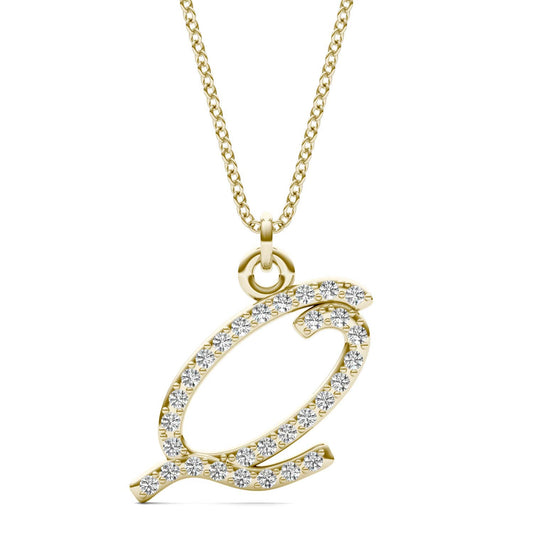 Caydia Lab Grown Diamond Personalized Initial Necklace 14K Yellow Gold