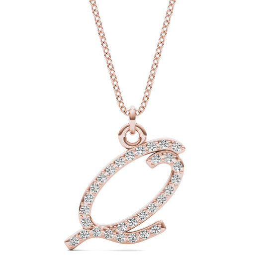 Caydia Lab Grown Diamond Personalized Initial Necklace 14K Rose Gold