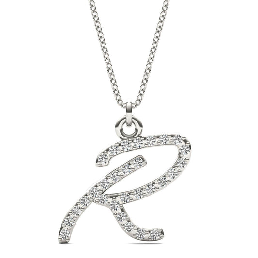 Caydia Lab Grown Diamond Personalized Initial Necklace 14K White Gold