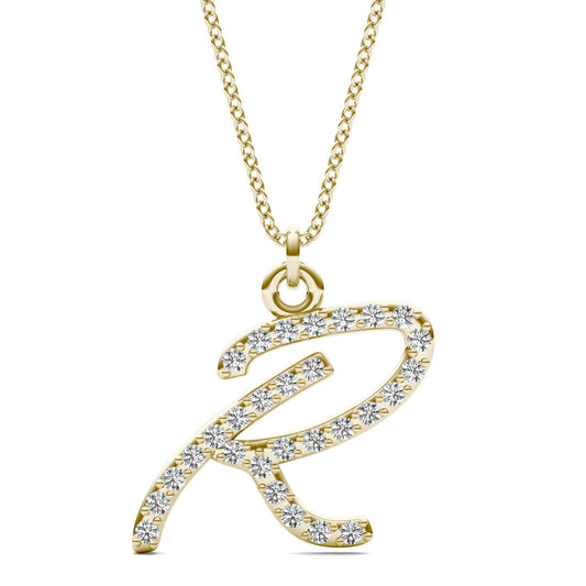 Caydia Lab Grown Diamond Personalized Initial Necklace 14K Yellow Gold