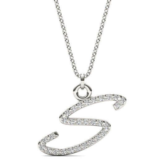Caydia Lab Grown Diamond Personalized Initial Necklace 14K White Gold
