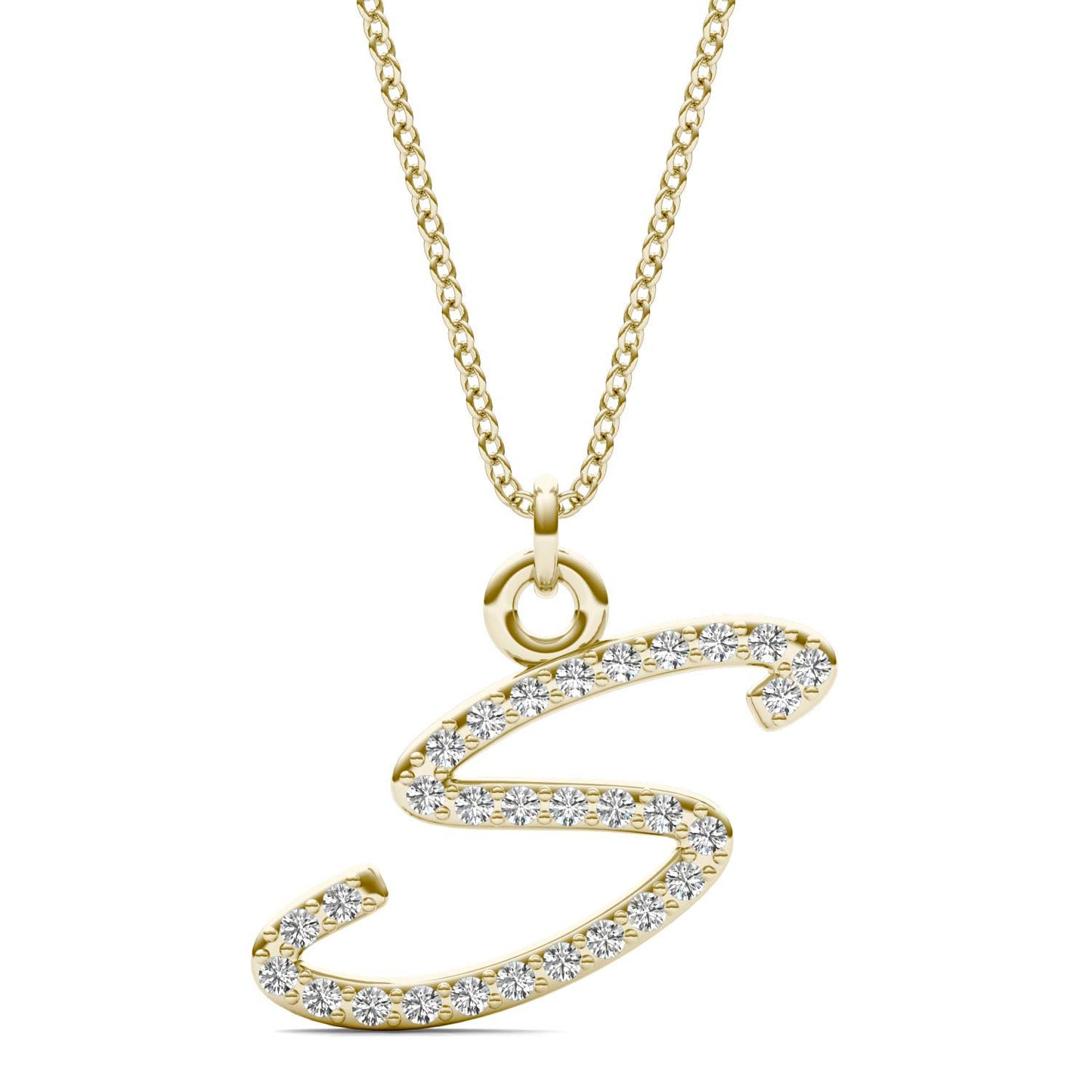 Caydia Lab Grown Diamond Personalized Initial Necklace 14K Yellow Gold