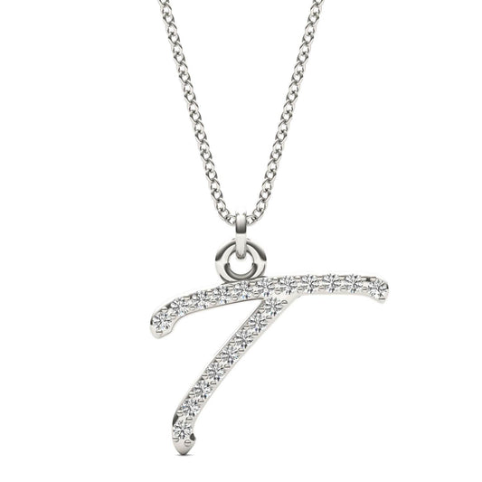 Caydia Lab Grown Diamond Personalized Initial Necklace 14K White Gold