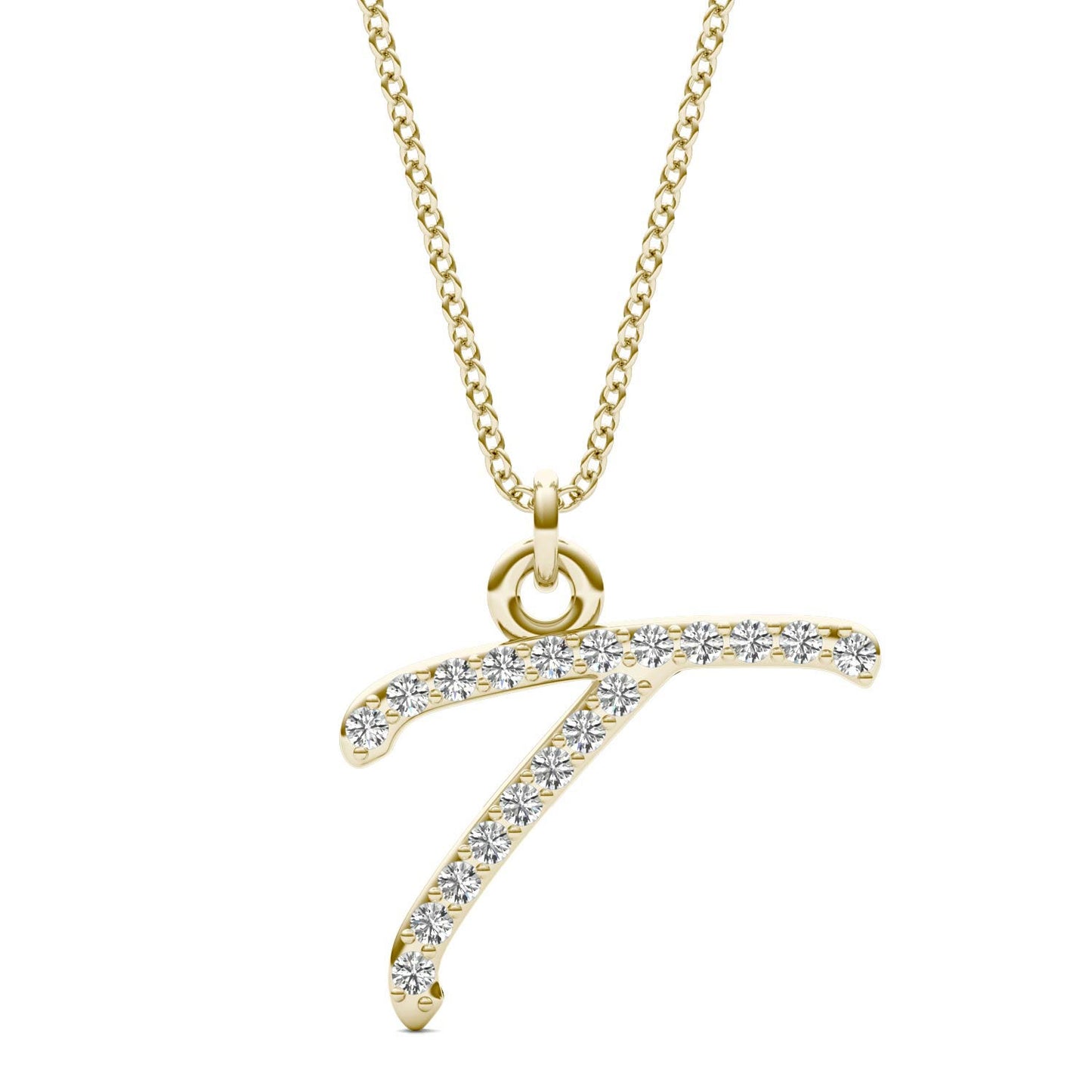 Caydia Lab Grown Diamond Personalized Initial Necklace 14K Yellow Gold