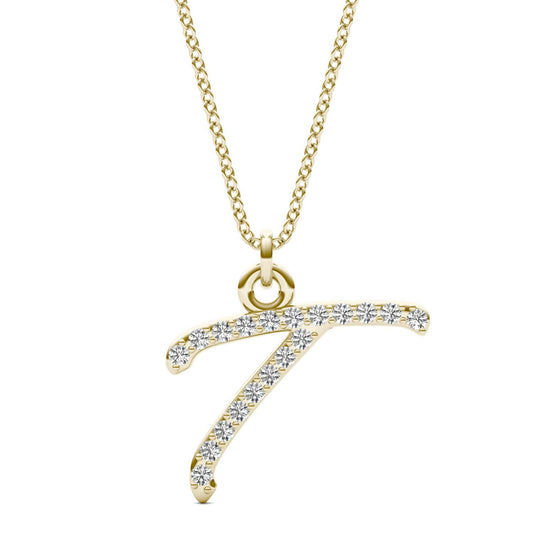 Caydia Lab Grown Diamond Personalized Initial Necklace 14K Yellow Gold