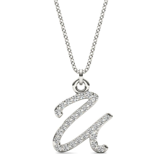 Caydia Lab Grown Diamond Personalized Initial Necklace 14K White Gold