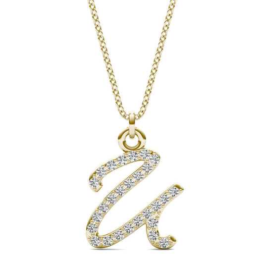 Caydia Lab Grown Diamond Personalized Initial Necklace 14K Yellow Gold