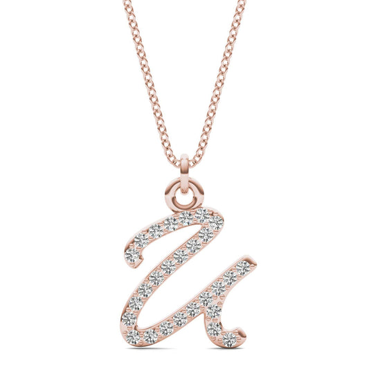 Caydia Lab Grown Diamond Personalized Initial Necklace 14K Rose Gold