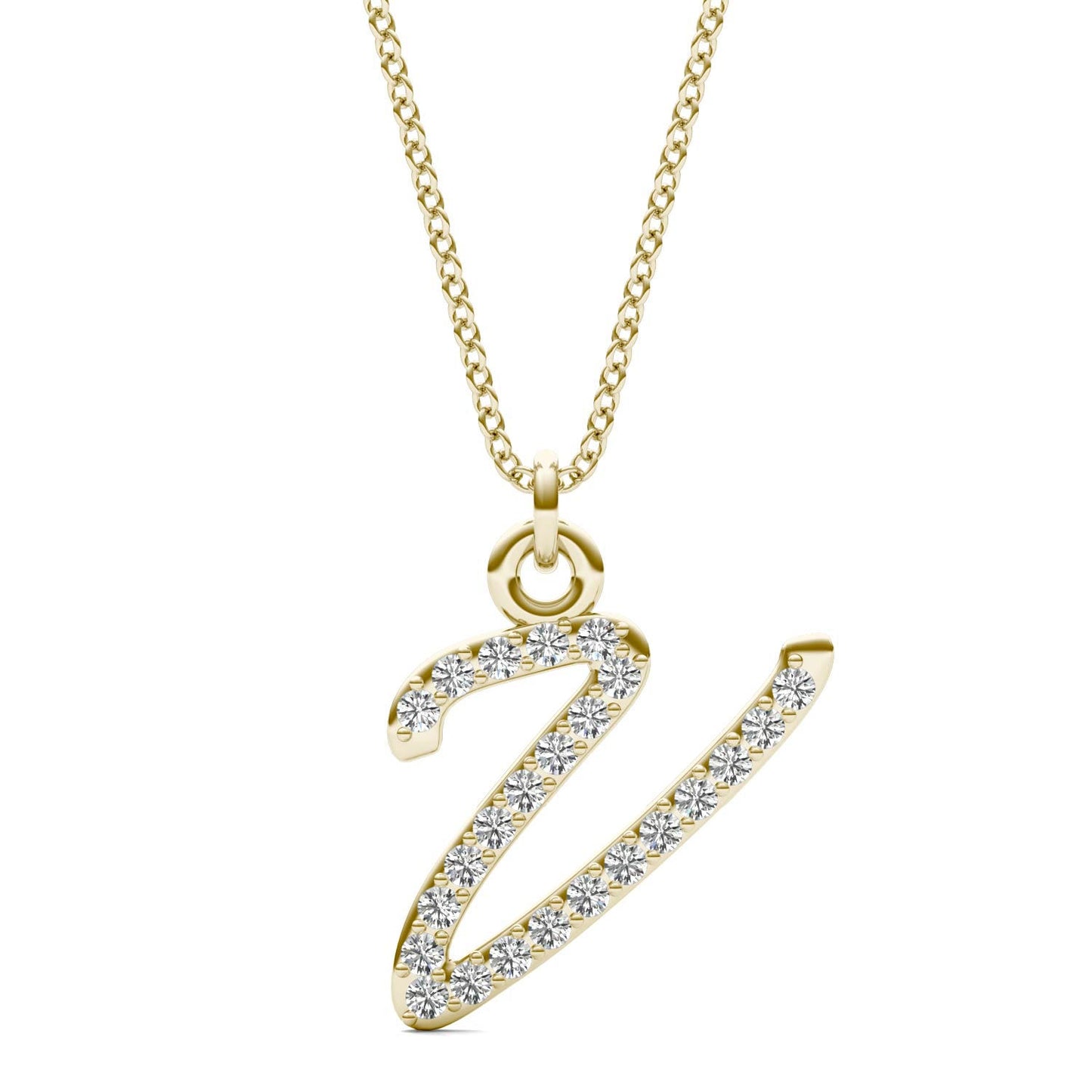 Caydia Lab Grown Diamond Personalized Initial Necklace 14K Yellow Gold