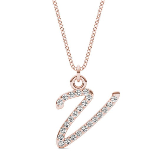 Caydia Lab Grown Diamond Personalized Initial Necklace 14K Rose Gold