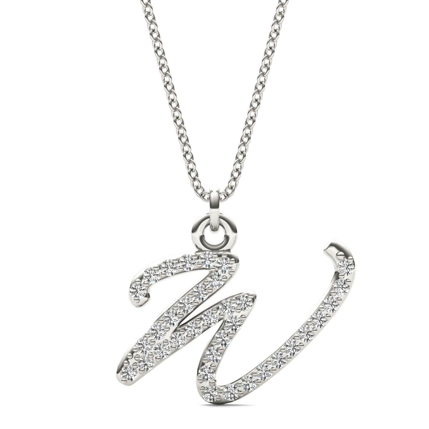 Caydia Lab Grown Diamond Personalized Initial Necklace 14K White Gold