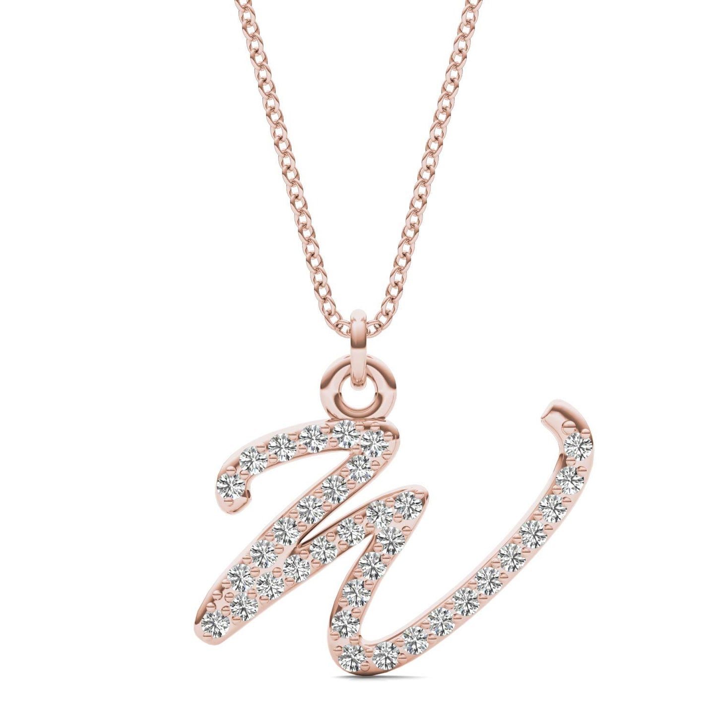 Caydia Lab Grown Diamond Personalized Initial Necklace 14K Rose Gold