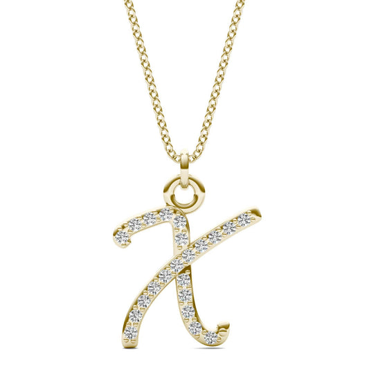 Caydia Lab Grown Diamond Personalized Initial Necklace 14K Yellow Gold