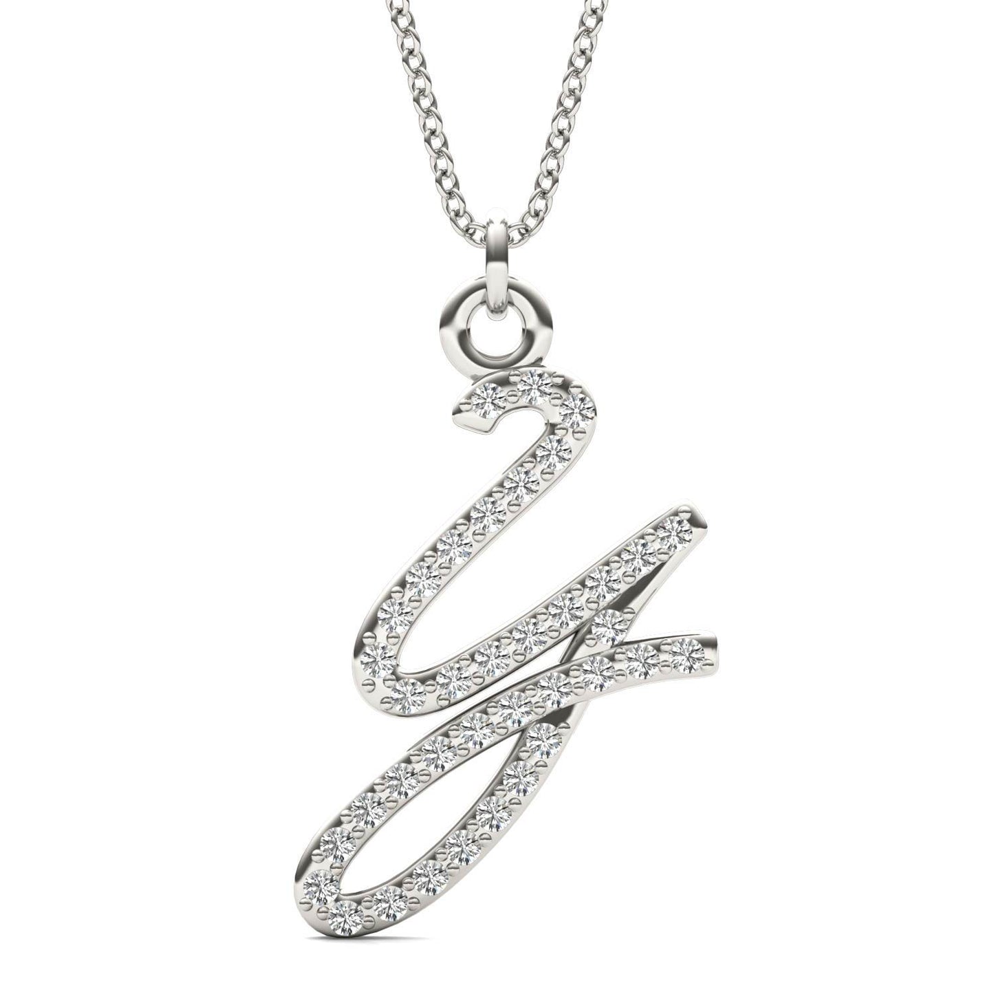 Caydia Lab Grown Diamond Personalized Initial Necklace 14K White Gold