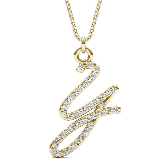 Caydia Lab Grown Diamond Personalized Initial Necklace 14K Yellow Gold