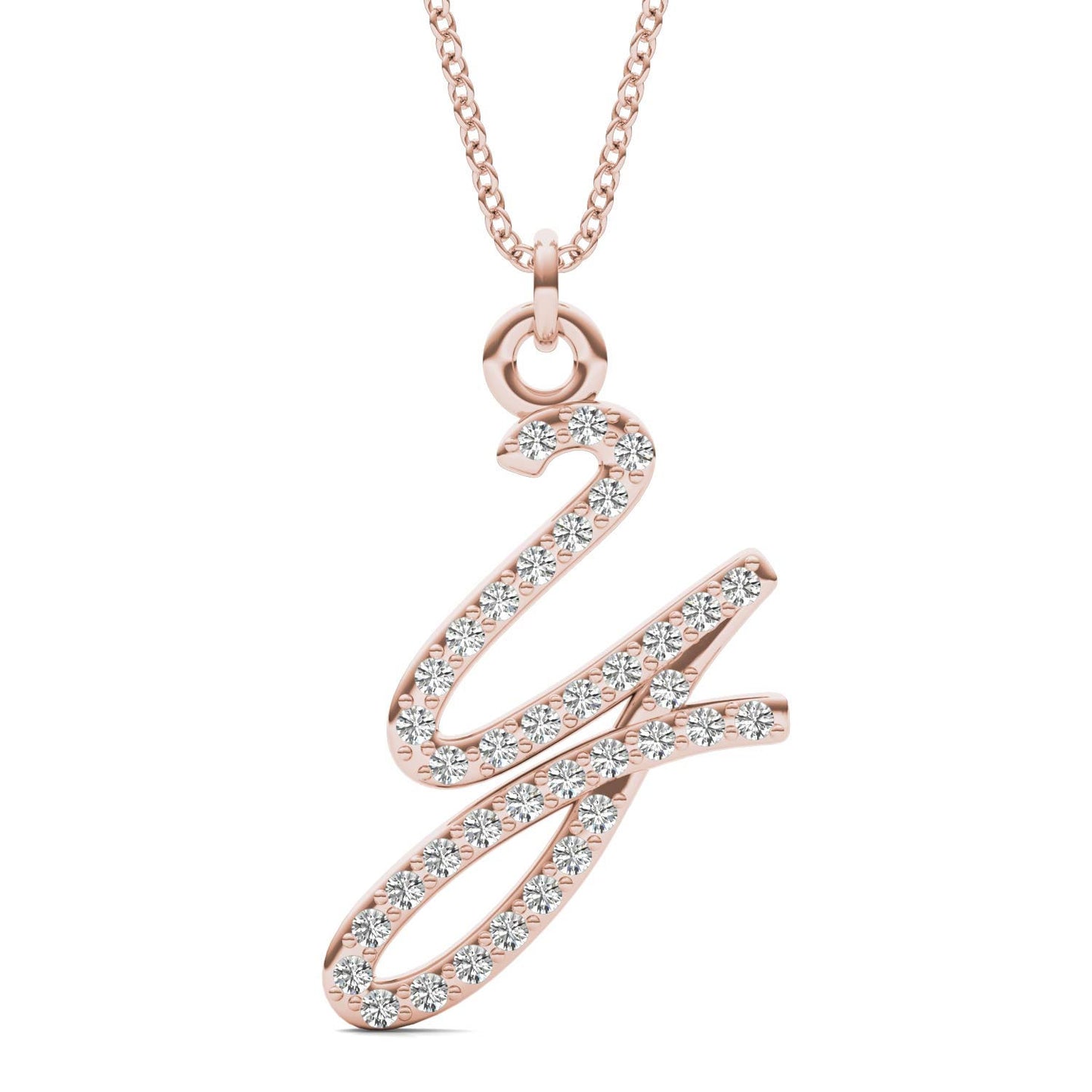 Caydia Lab Grown Diamond Personalized Initial Necklace 14K Rose Gold