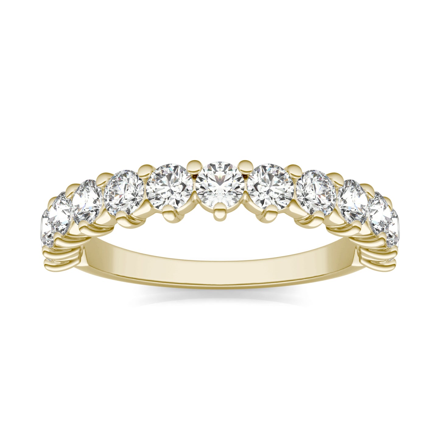3/4 CTW Round Caydia Lab Grown Diamond Three Prong Stackable Band Ring 14K Yellow Gold