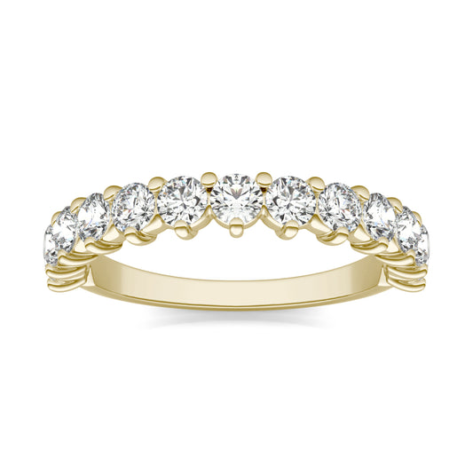 3/4 CTW Round Caydia Lab Grown Diamond Three Prong Stackable Band Ring 14K Yellow Gold