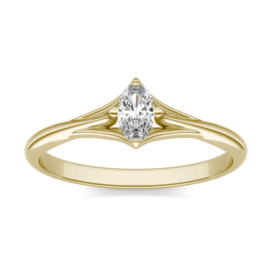 1/4 CTW Oval Caydia Lab Grown Diamond Compass Prong Solitaire Petite Ring 14K Yellow Gold