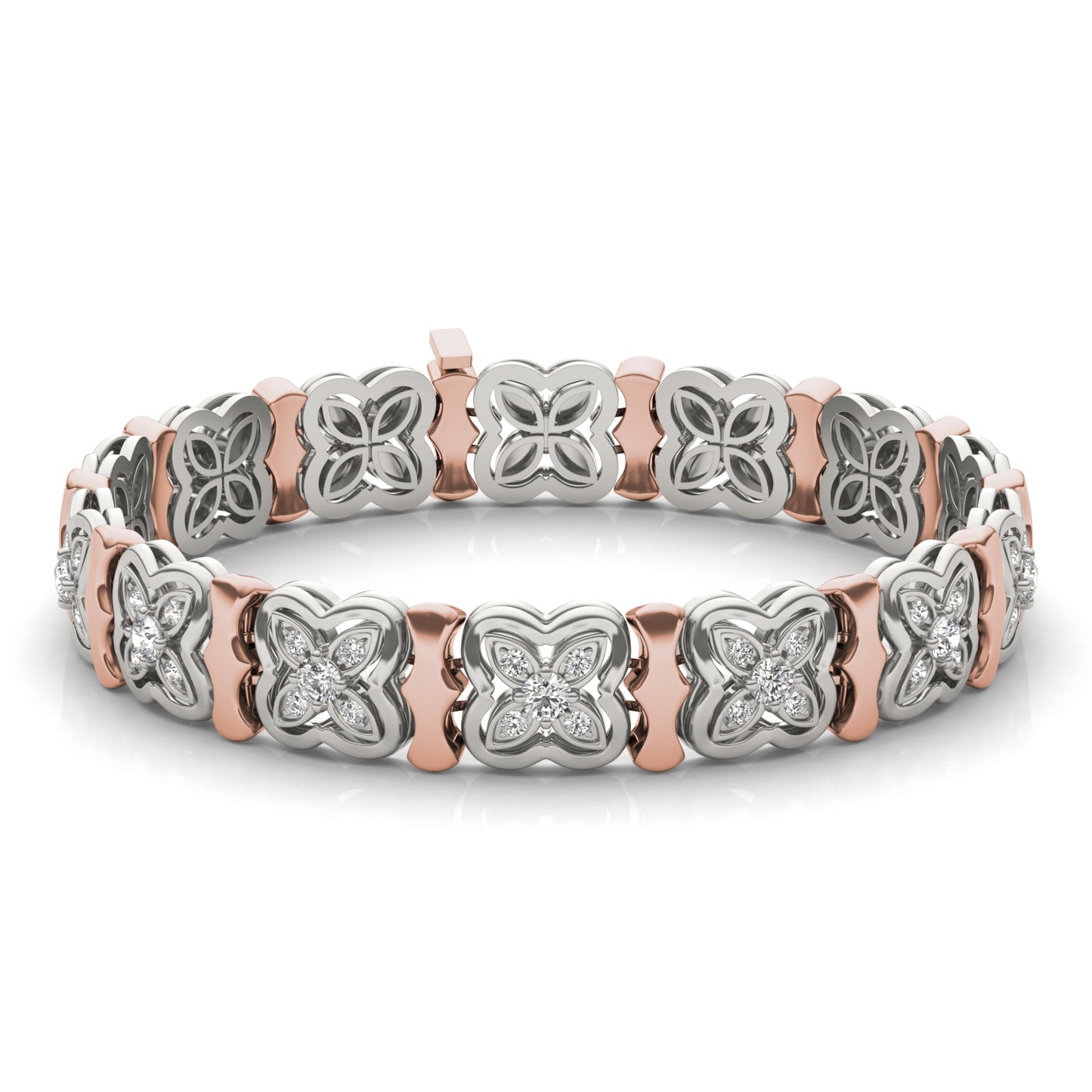 2 2/5 CTW Round Caydia Lab Grown Diamond Signature Tennis Bracelet 14K Two-Tone White & Rose Gold