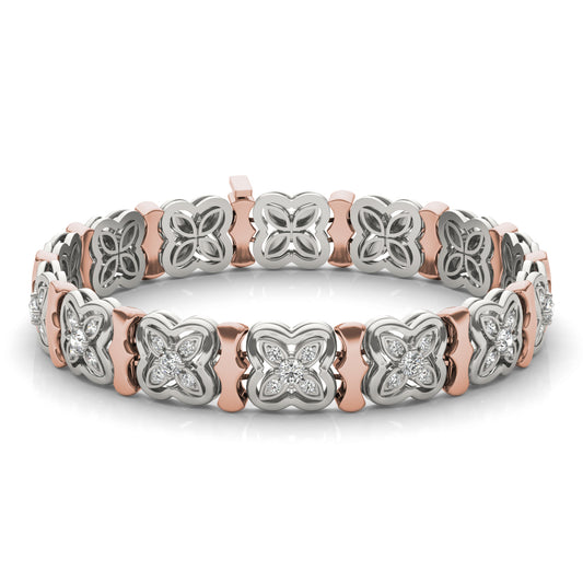 2 2/5 CTW Round Caydia Lab Grown Diamond Signature Tennis Bracelet 14K Two-Tone White & Rose Gold