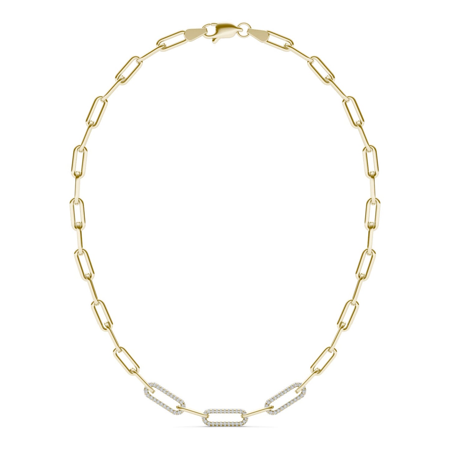 1 1/6 CTW Round Caydia Lab Grown Diamond 18in Alternating Chain Link Necklace 14K Yellow Gold