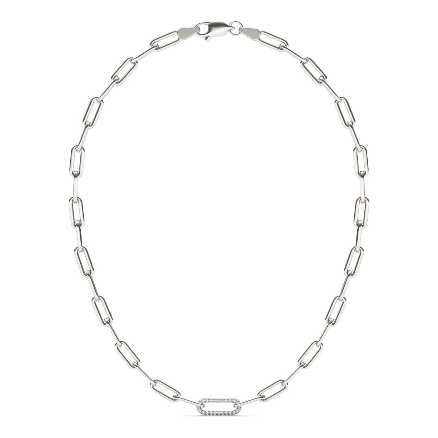2/5 CTW Round Caydia Lab Grown Diamond 24in Pave Chain Link Necklace 14K White Gold