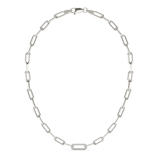 2/5 CTW Round Caydia Lab Grown Diamond 24in Pave Chain Link Necklace 14K White Gold