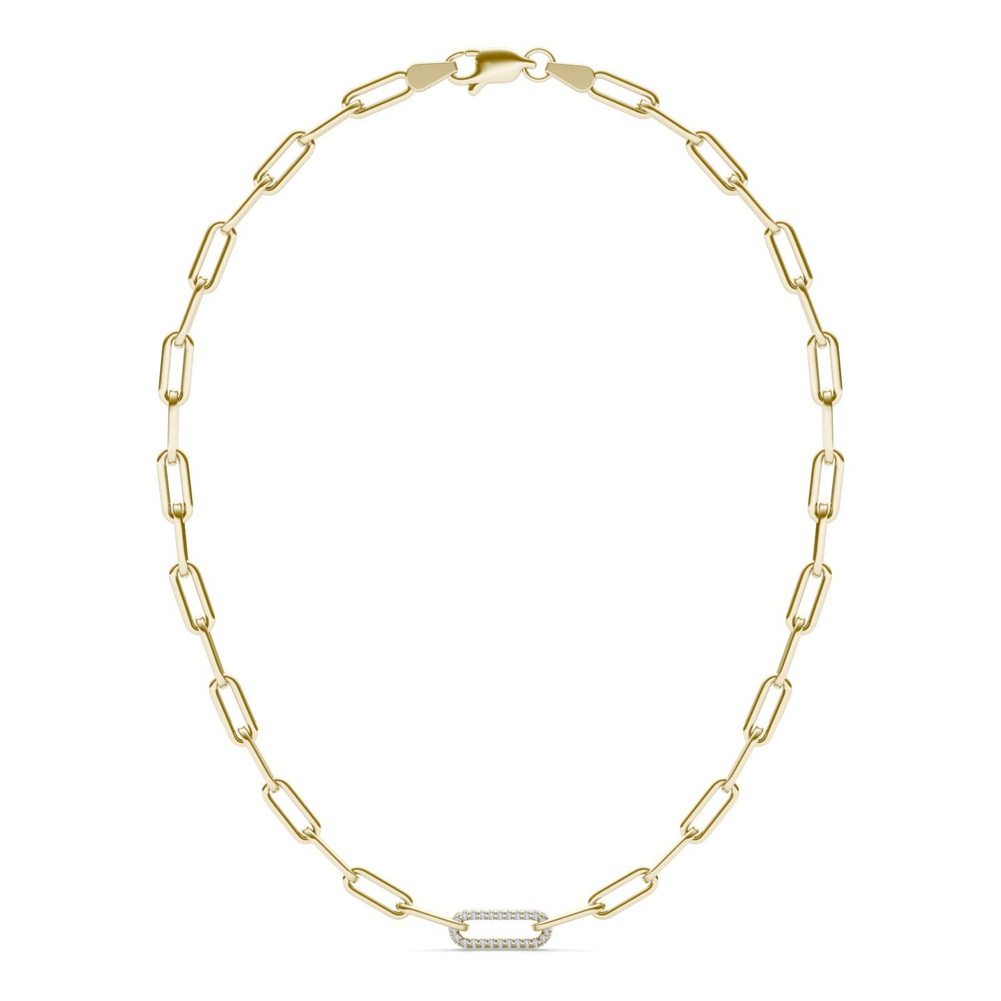 2/5 CTW Round Caydia Lab Grown Diamond 24in Pave Chain Link Necklace 14K Yellow Gold