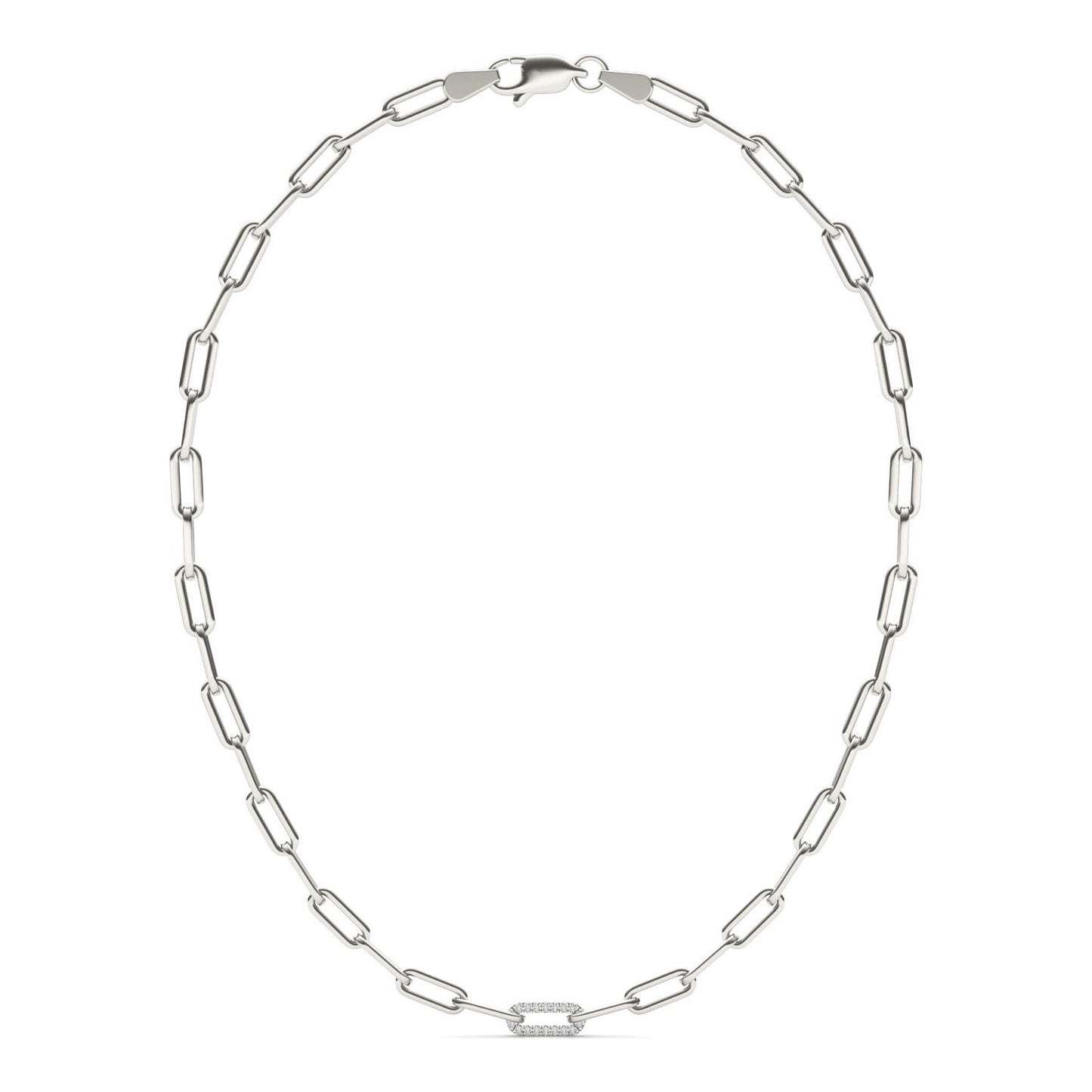 1/4 CTW Round Caydia Lab Grown Diamond 18in Pave Chain Link Necklace 14K White Gold