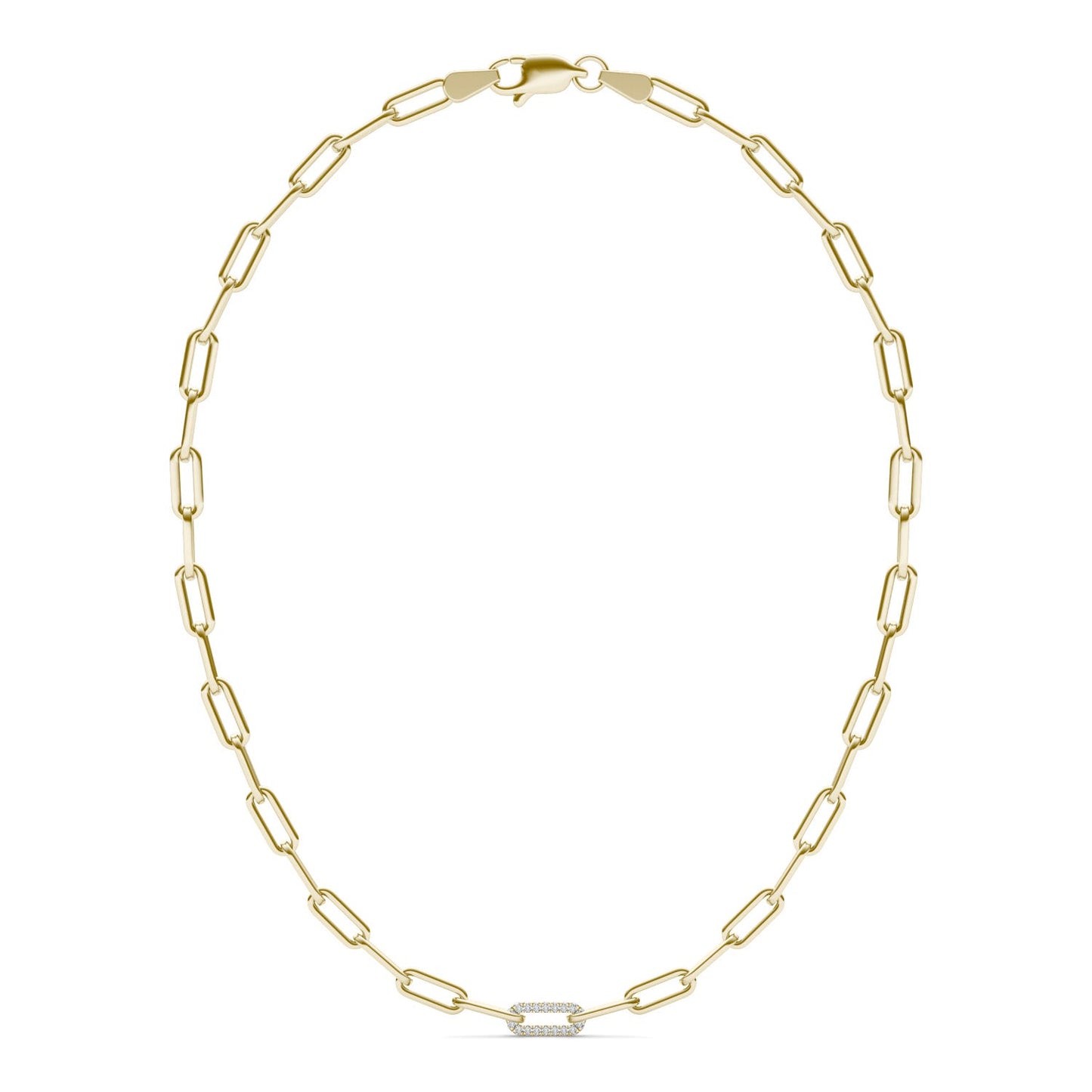 1/4 CTW Round Caydia Lab Grown Diamond 18in Pave Chain Link Necklace 14K Yellow Gold