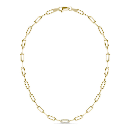 1/4 CTW Round Caydia Lab Grown Diamond 18in Pave Chain Link Necklace 14K Yellow Gold