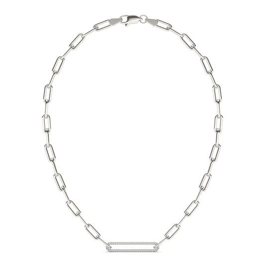 3/4 CTW Round Caydia Lab Grown Diamond 18in Large Pave Chain Link Necklace 14K White Gold
