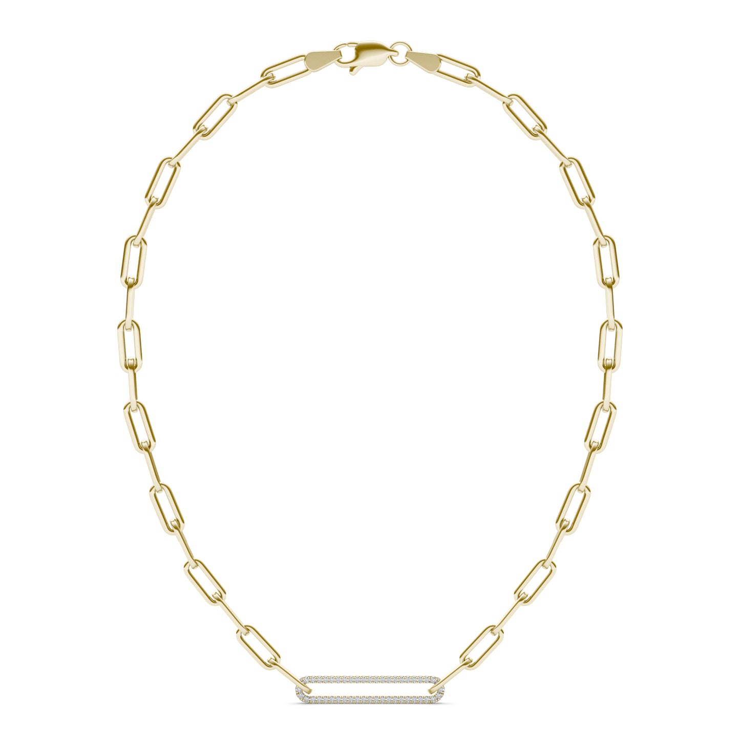 3/4 CTW Round Caydia Lab Grown Diamond 18in Large Pave Chain Link Necklace 14K Yellow Gold
