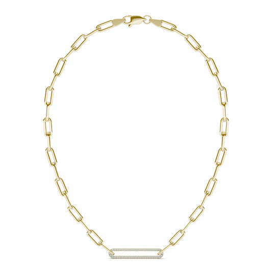 3/4 CTW Round Caydia Lab Grown Diamond 18in Large Pave Chain Link Necklace 14K Yellow Gold