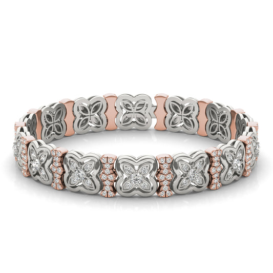 3 7/8 CTW Round Caydia Lab Grown Diamond Signature Tennis Bracelet 14K Two-Tone White & Rose Gold