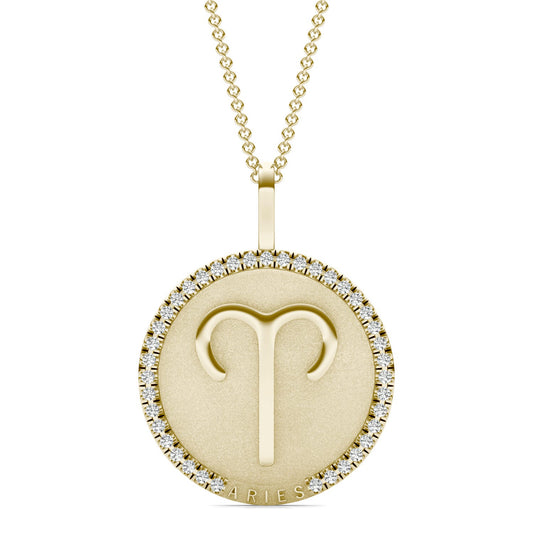 1/3 CTW Round Caydia Lab Grown Diamond Aries Pendant 14K Yellow Gold