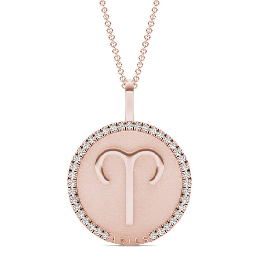 1/3 CTW Round Caydia Lab Grown Diamond Aries Pendant 14K Rose Gold