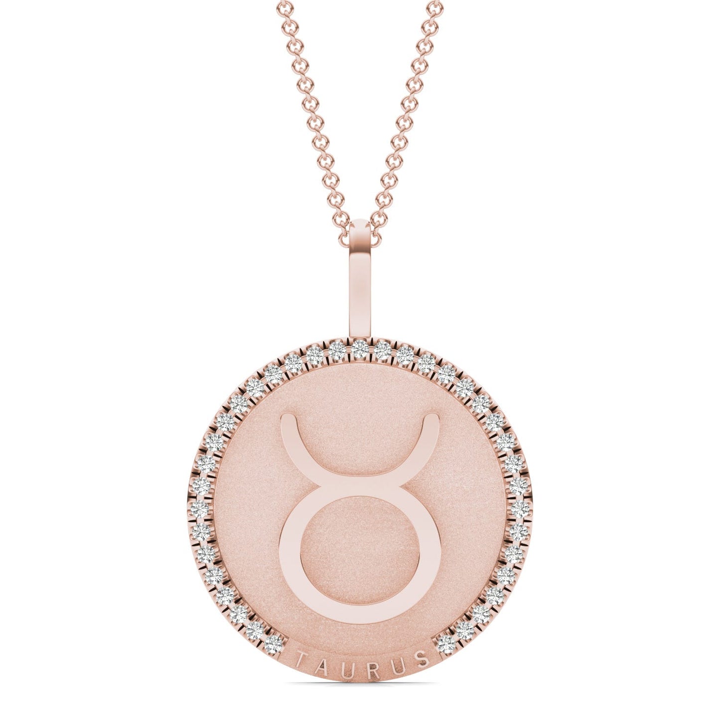 1/3 CTW Round Caydia Lab Grown Diamond Taurus Pendant 14K Rose Gold