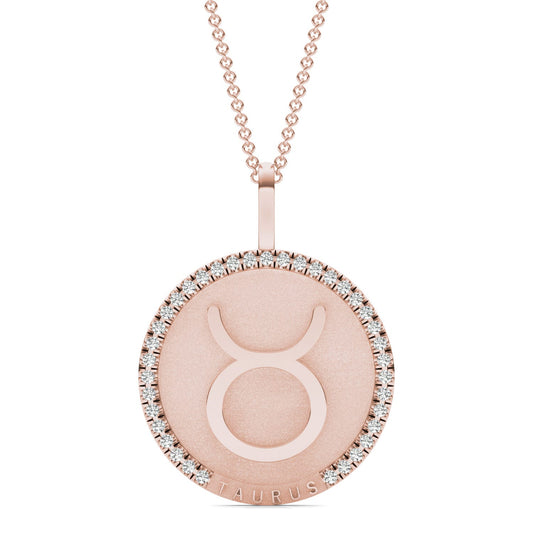 1/3 CTW Round Caydia Lab Grown Diamond Taurus Pendant 14K Rose Gold