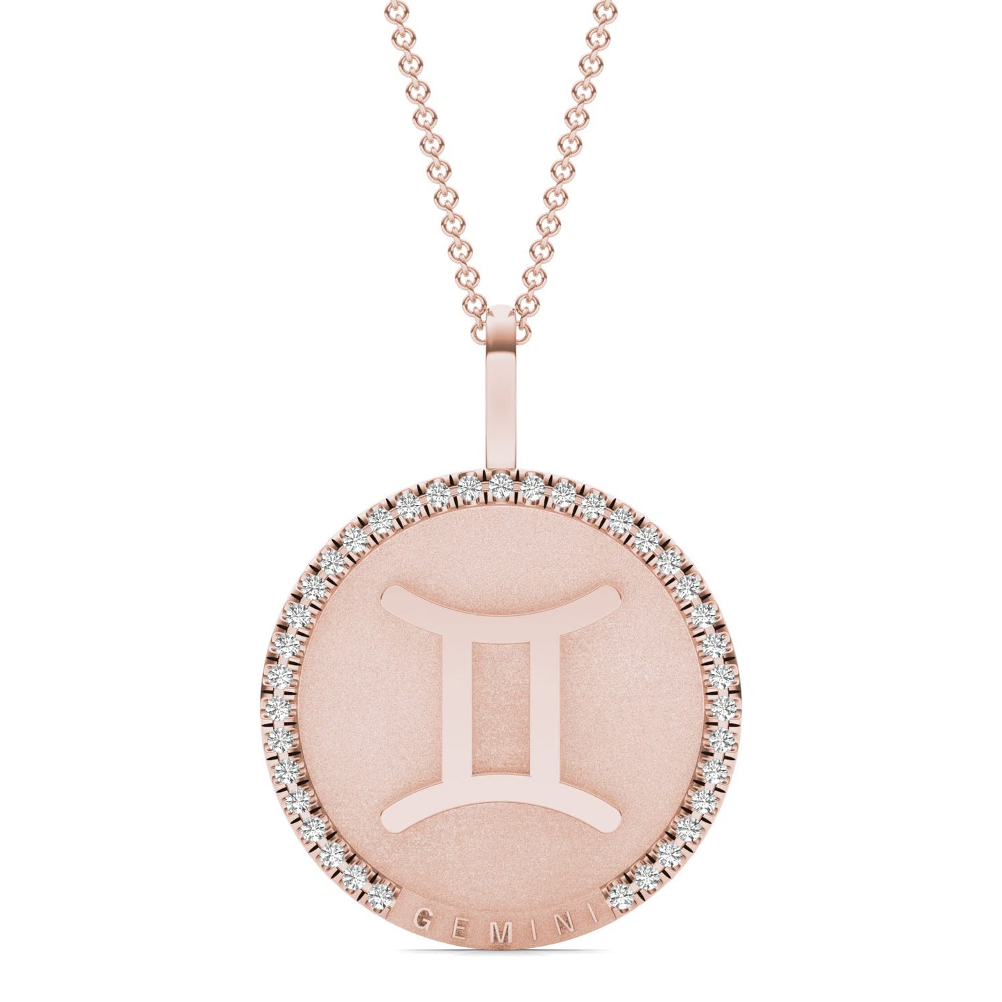 1/3 CTW Round Caydia Lab Grown Diamond Gemini Pendant 14K Rose Gold