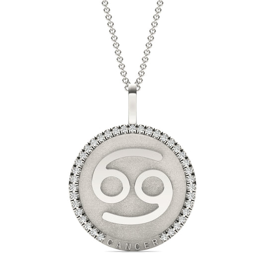 1/3 CTW Round Caydia Lab Grown Diamond Cancer Pendant 14K White Gold