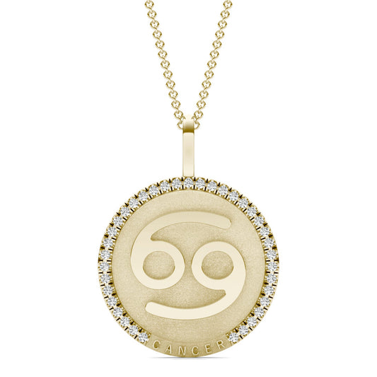 1/3 CTW Round Caydia Lab Grown Diamond Cancer Pendant 14K Yellow Gold