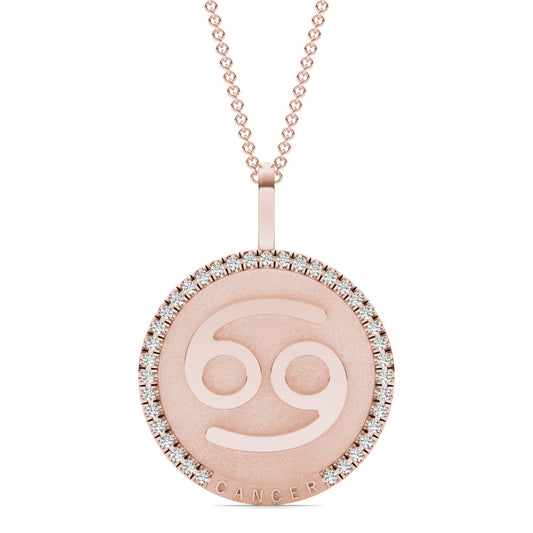 1/3 CTW Round Caydia Lab Grown Diamond Cancer Pendant 14K Rose Gold