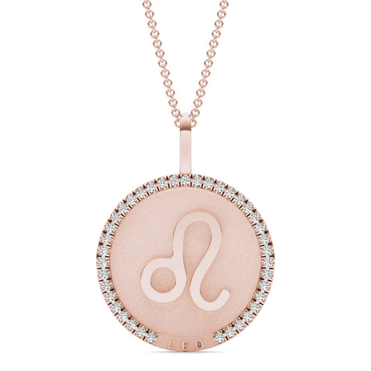 1/3 CTW Round Caydia Lab Grown Diamond Leo Pendant 14K Rose Gold